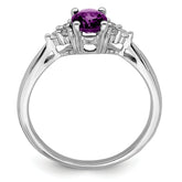 14k White Gold Amethyst and Diamond Ring